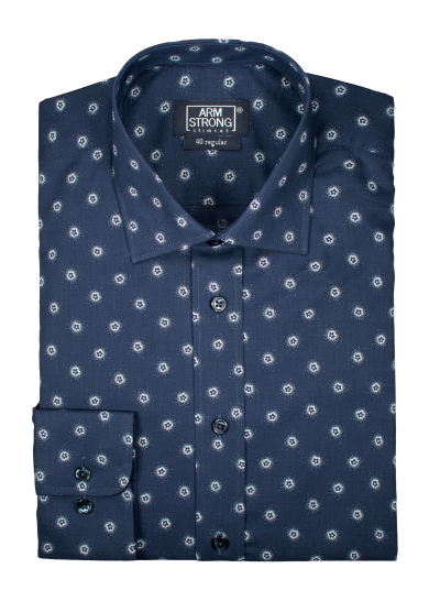 NAVY WHITE FLOWER PRINTED POPLIN