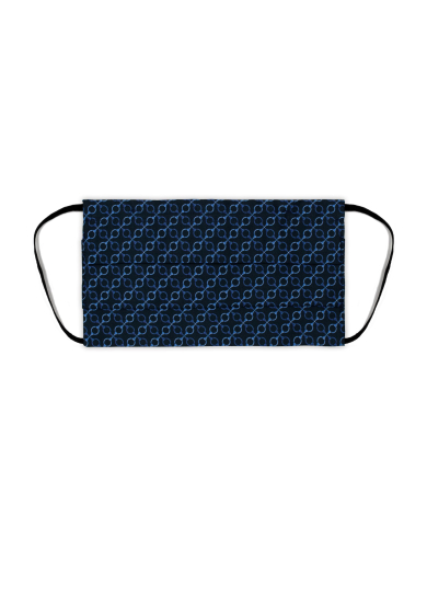 NAVY BLUE PATTERN PRINTED POPLIN FACE MASK