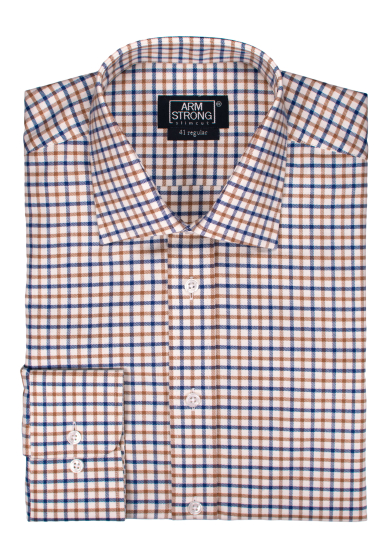NAVY BROWN CHECK TWILL