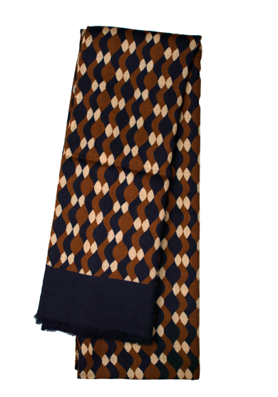 NAVY BROWN WOOL YAK SCARF