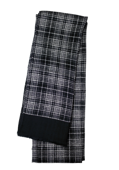 NAVY CHECK WOOL YAK SCARF