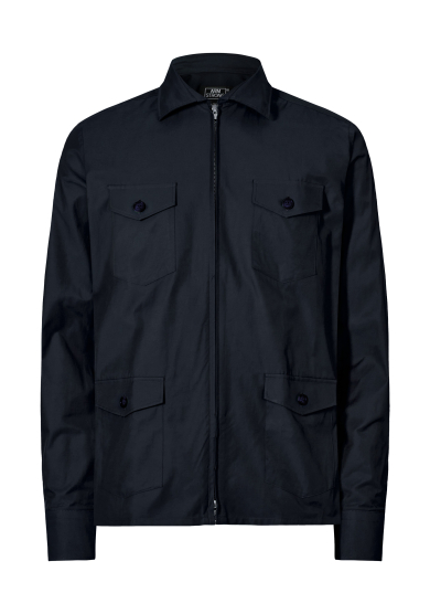 NAVY COTTON TECH TWILL ZIP OVERSHIRT