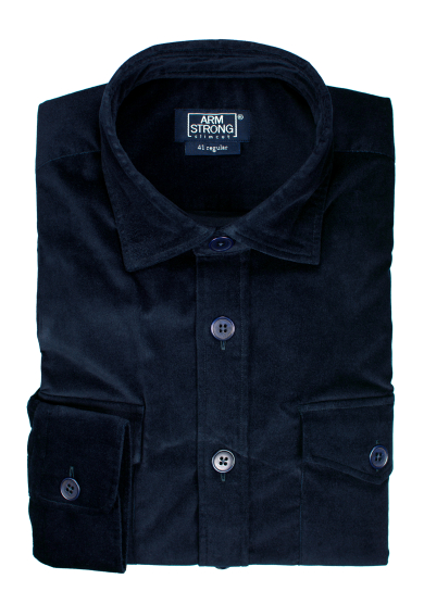 NAVY COTTON VELVET OVERSHIRT