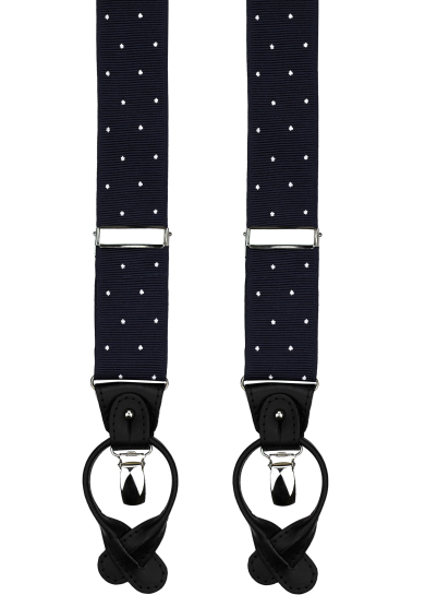 NAVY DOT RIBBED SUSPENDERS