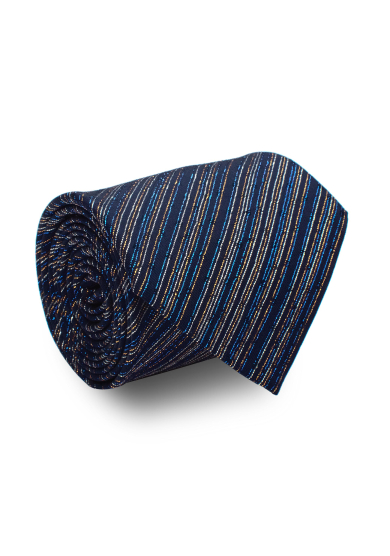 NAVY GLITTER STRIPE SILK TIE