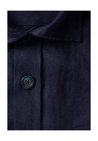 NAVY HERRINGBONE OVERSHIRT LINEN