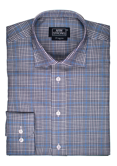 NAVY LIGHT BLUE CHECK TWILL