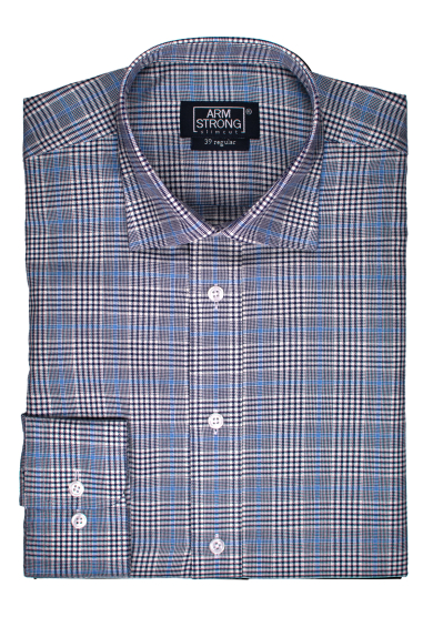 NAVY LIGHT BLUE CHECK TWILL