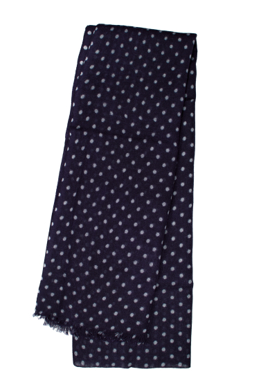 NAVY LIGHT BLUE DOTS WOOL SCARF