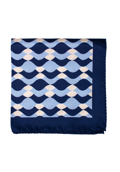 NAVY LIGHT BLUE PATTERN SILK POCKET SQUARE