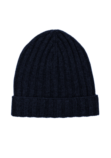 NAVY KNITTED LORO PIANA CASHMERE HAT