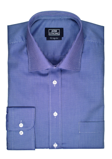 NAVY MICRO CHECK OXFORD