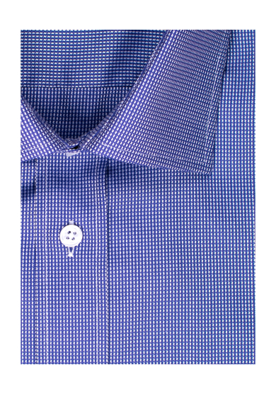 NAVY MICRO CHECK OXFORD