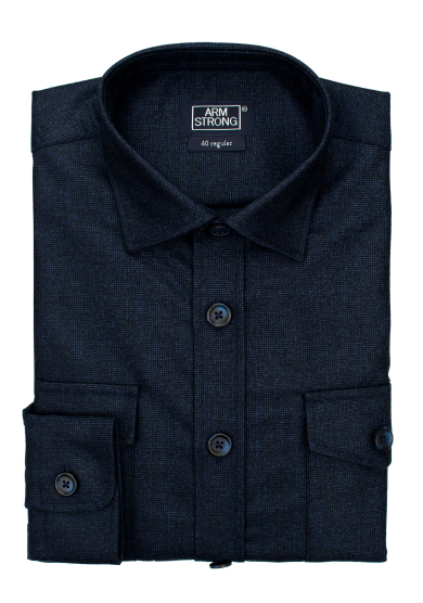 NAVY OVERSHIRT WOOL CASHMERE TWILL
