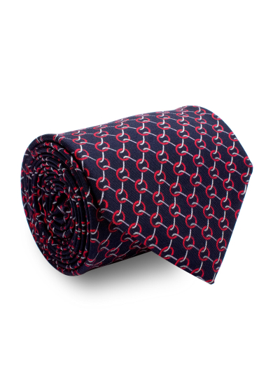 NAVY PATTERN SILK TIE