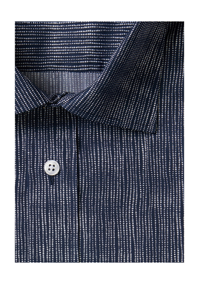 NAVY PEARL STRIPE PRINTED POPLIN