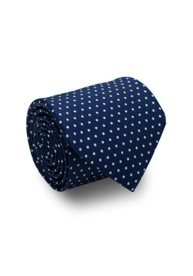 NAVY WHITE DOT SILK TIE