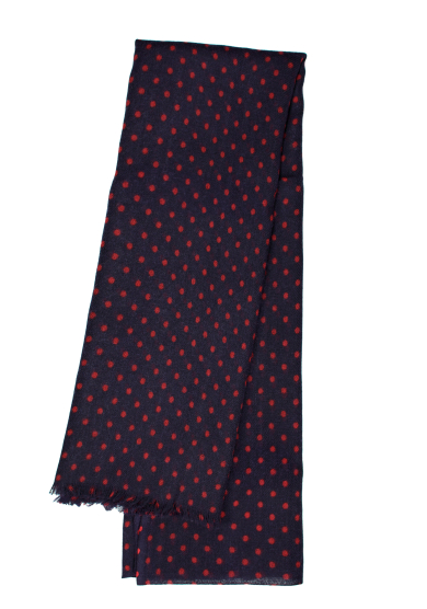 NAVY RED DOTS WOOL SCARF