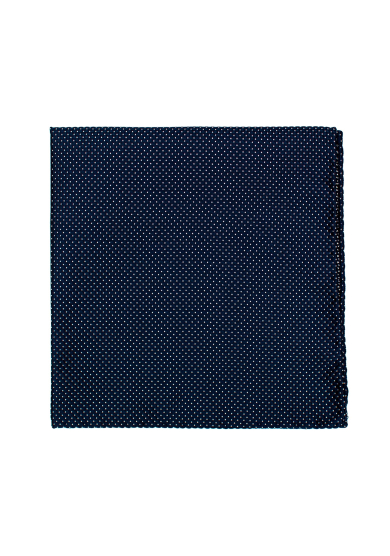 NAVY WHITE DOT SILK POCKET SQUARE