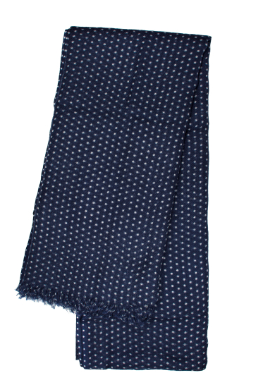 NAVY WHITE DOTS WOOL SCARF