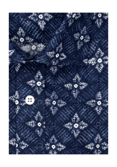 NAVY WHITE FLOWERS PRINTED POPLIN