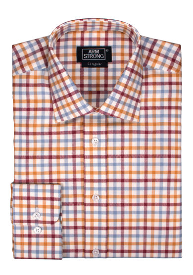 ORANGE BLUE RED CHECK TWILL