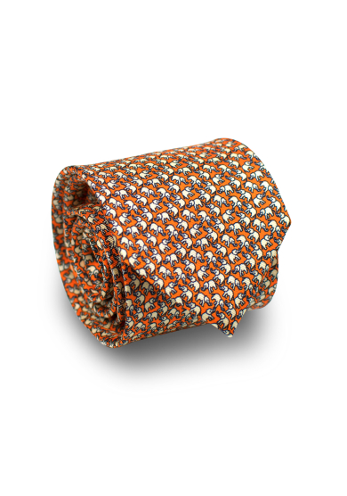 ORANGE ELEPHANT SILK TIE