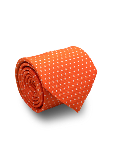 ORANGE WHITE DOT SILK TIE