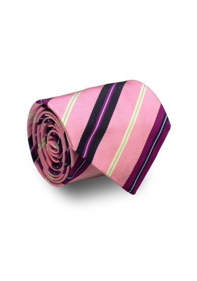 PINK STRIPE SILK TIE