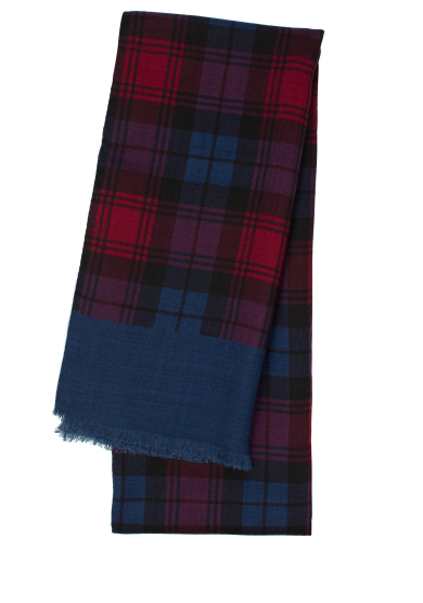 RED BLUE CHECK WOOL YAK SCARF