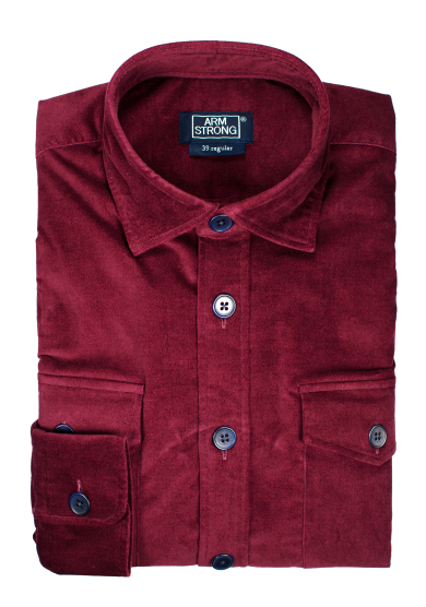 RED COTTON VELVET OVERSHIRT