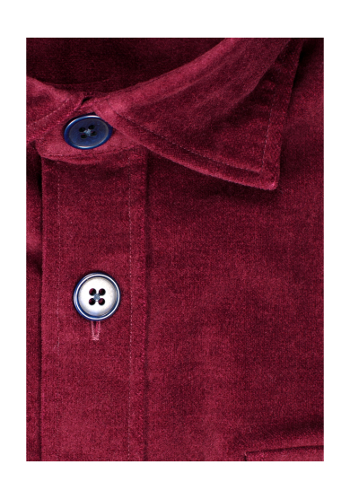 RED COTTON VELVET OVERSHIRT