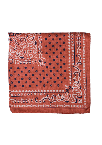 RED NAVY PAISLEY SILK POCKET SQUARE