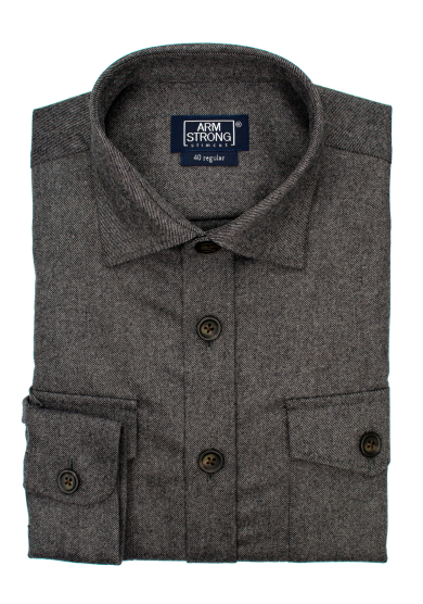 BROWN GREY OVERSHIRT WOOL CASHMERE TWILL