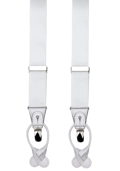 WHITE RIBBED SUSPENDERS