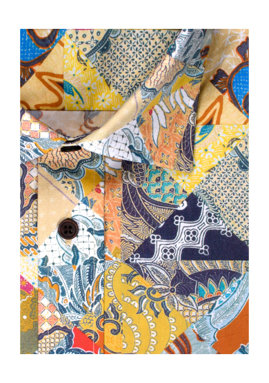 YELLOW PATCHWORK PRINTED POPLIN