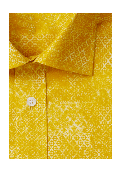 YELLOW PATCHWORK PRINTED POPLIN