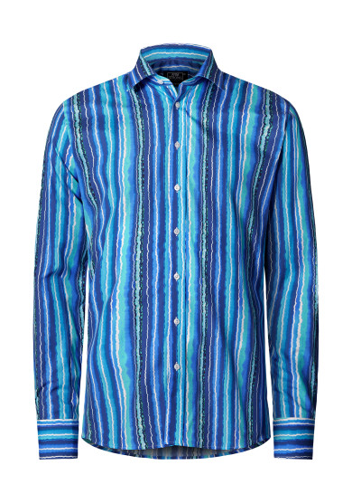 BLUE STRIPE PRINTED POPLIN