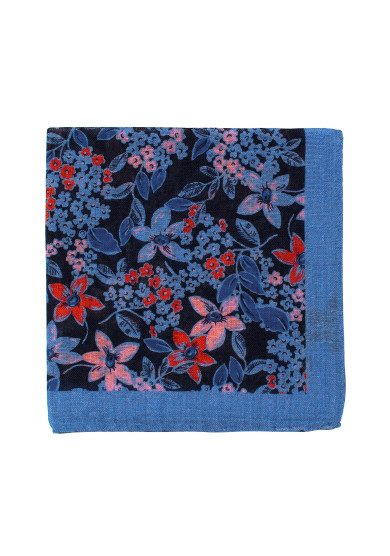 BLUE RED FLOWER POCKET SQUARE