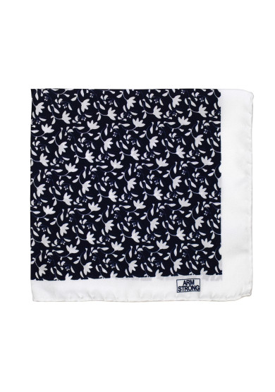 NAVY WHITE FLOWER POCKET SQUARE