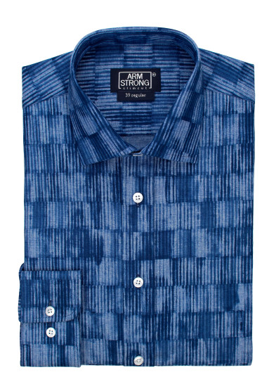 INDIGO CHECK PRINTED OXFORD