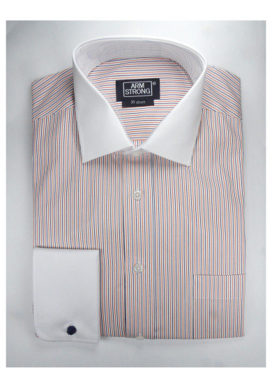 ORANGE BLUE STRIPE POPLIN