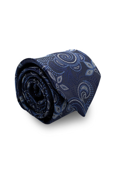 NAVY BLUE FLOWER SILK TIE