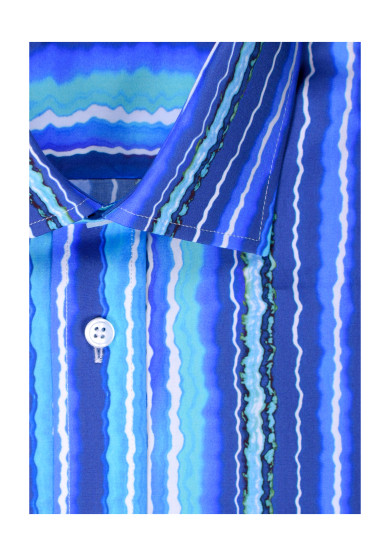 BLUE STRIPE PRINTED POPLIN