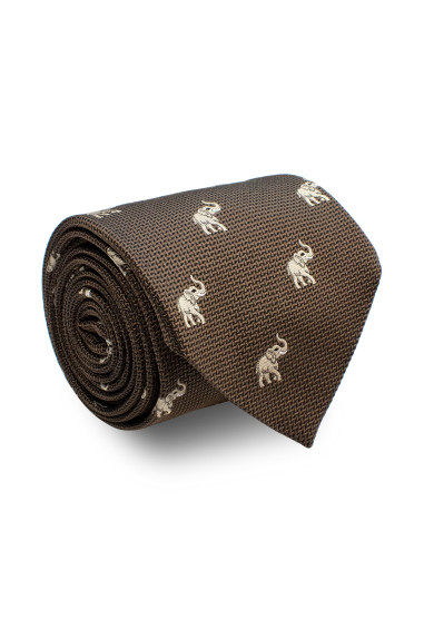 BROWN WHITE ELEPHANT TIE