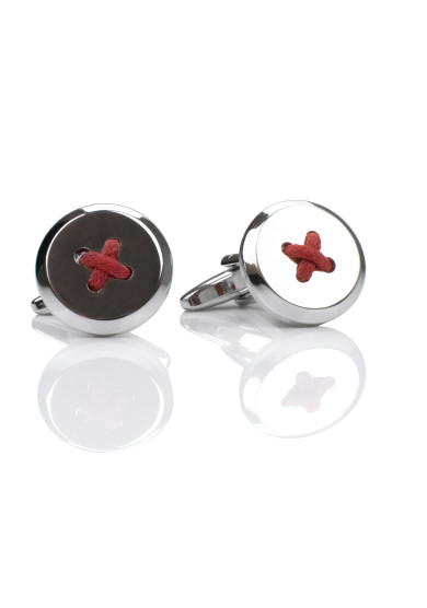 CHROME RED BUTTON CUFF LINK