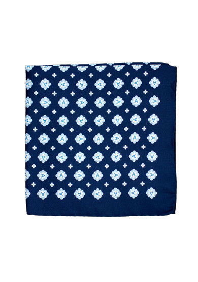 NAVY EMBLEM POCKET SQUARE