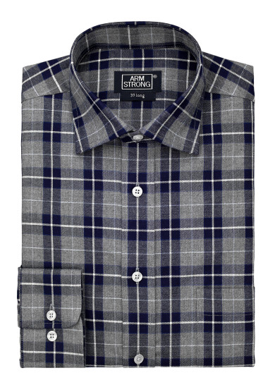 GREY NAVY CHECK TWILL