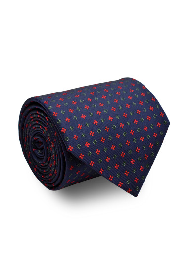 NAVY PATTERN SILK TIE