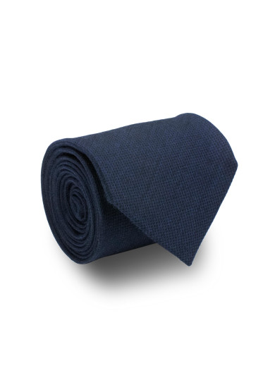 DARK BLUE WOOL SILK TIE